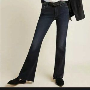 MOTHER Weekender Coffee Tea Or Me Dark Blue Fray Jeans Size 30